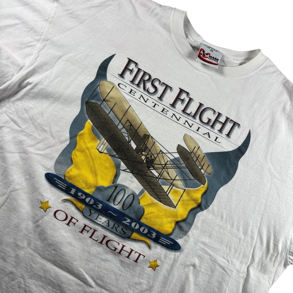 VTG Chase Authentics First Flight Centennial Tee Mens 2XL White Graphic Tee 2003